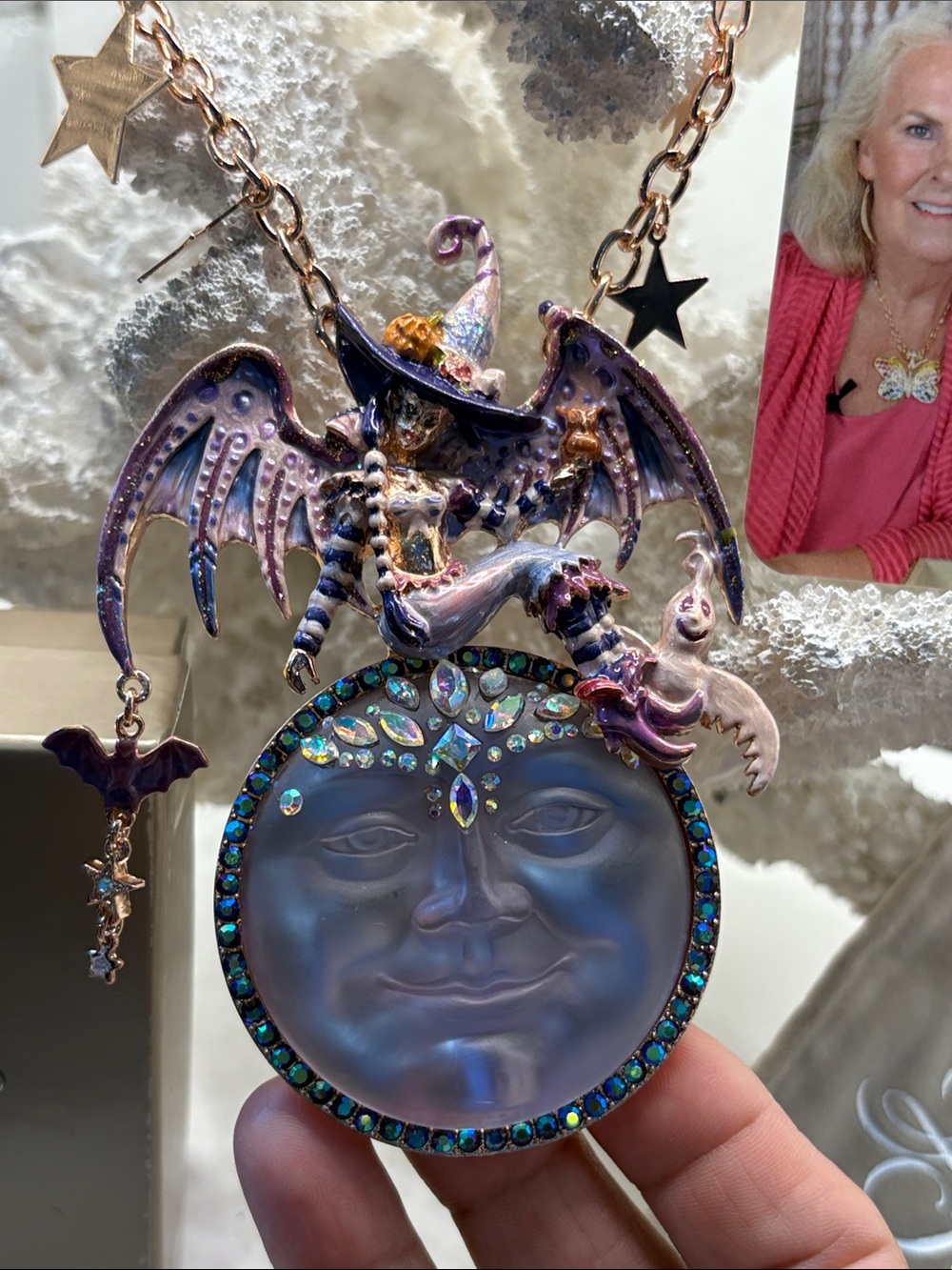 Kirk’s Folly Mystical Halloween Witch & Moon Window Charm, Hang in Car Window